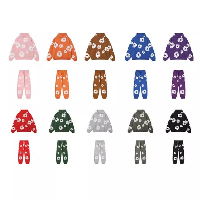 Men and women couple suit high street loose terry hooded sweatshirt sports casual sweatpants  